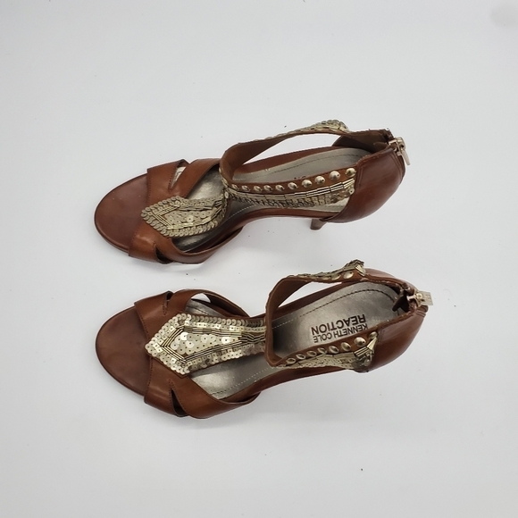 Kenneth Cole Reaction Knowingly Heels Women's 8.5M Shoes Brown - Picture 5 of 16